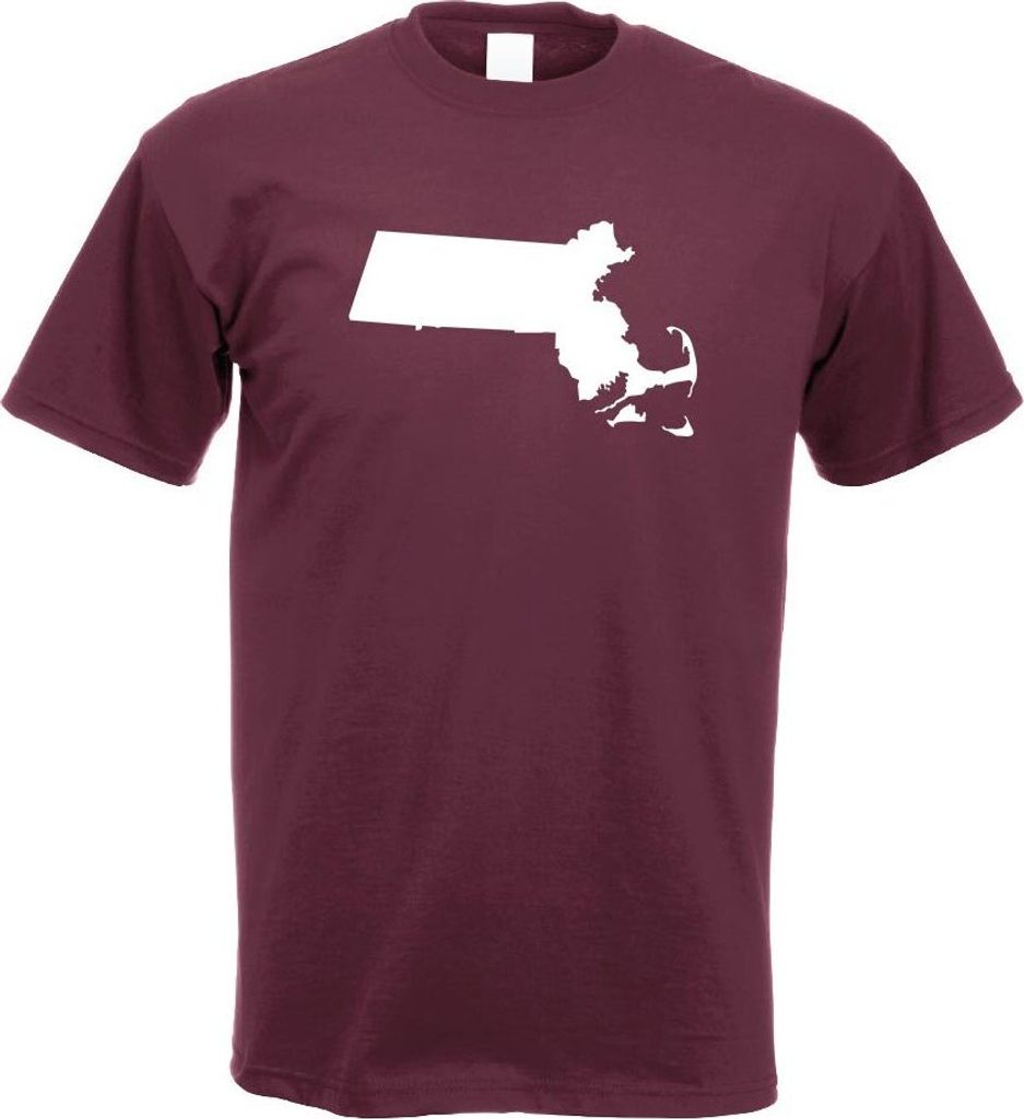 Kiwistar - T-Shirt - Burgund - USA - Bundesstaat - Massachusetts Herren Funshirt Bedruckt Design Sprüche Spruch Motive - mit Motiv Bedruckt - Funs...