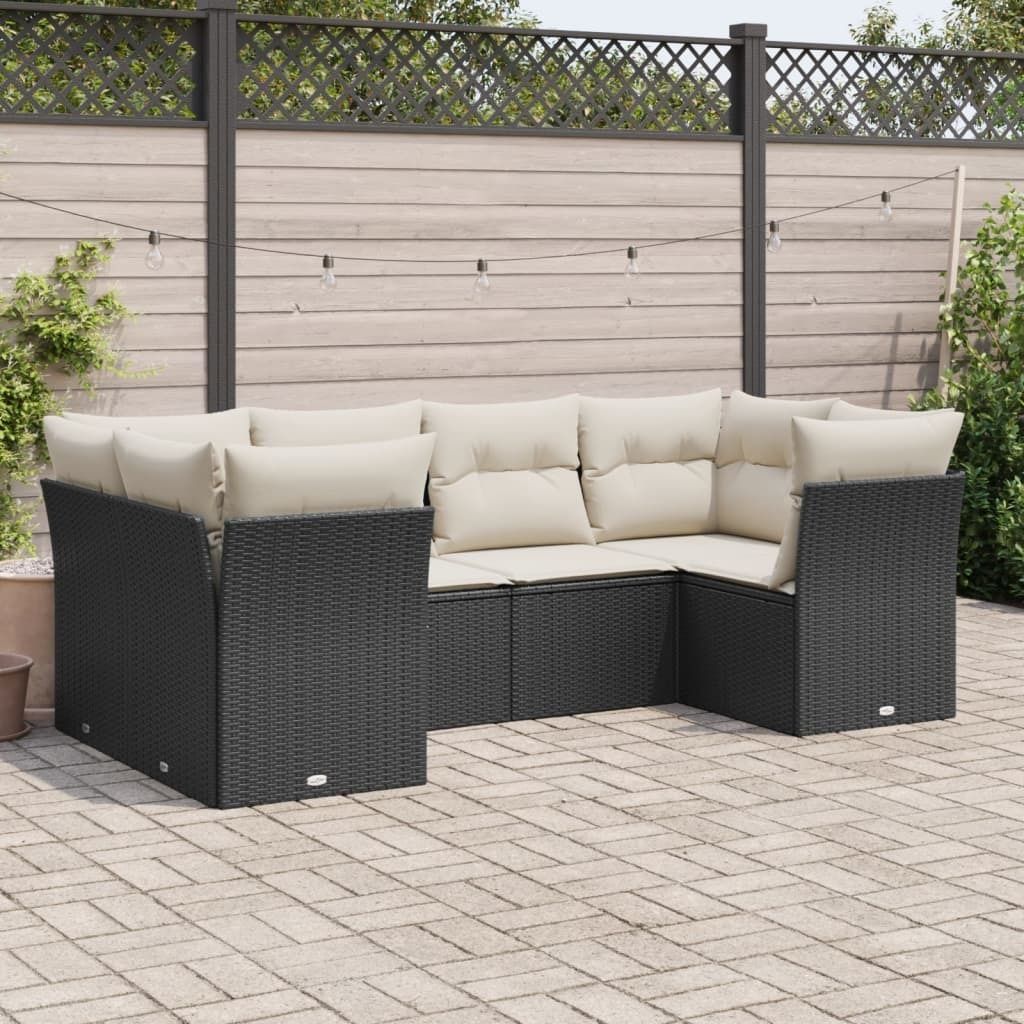 Maison Exclusive - 6-tlg. Garten-Sofagarnitur mit Kissen Schwarz Poly Rattan