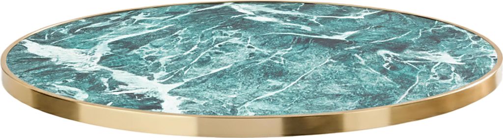 Runde weiße Tischplatte mit Goldrand 60 cm grün/goldfarbener Marmor - Oviala Montmartre