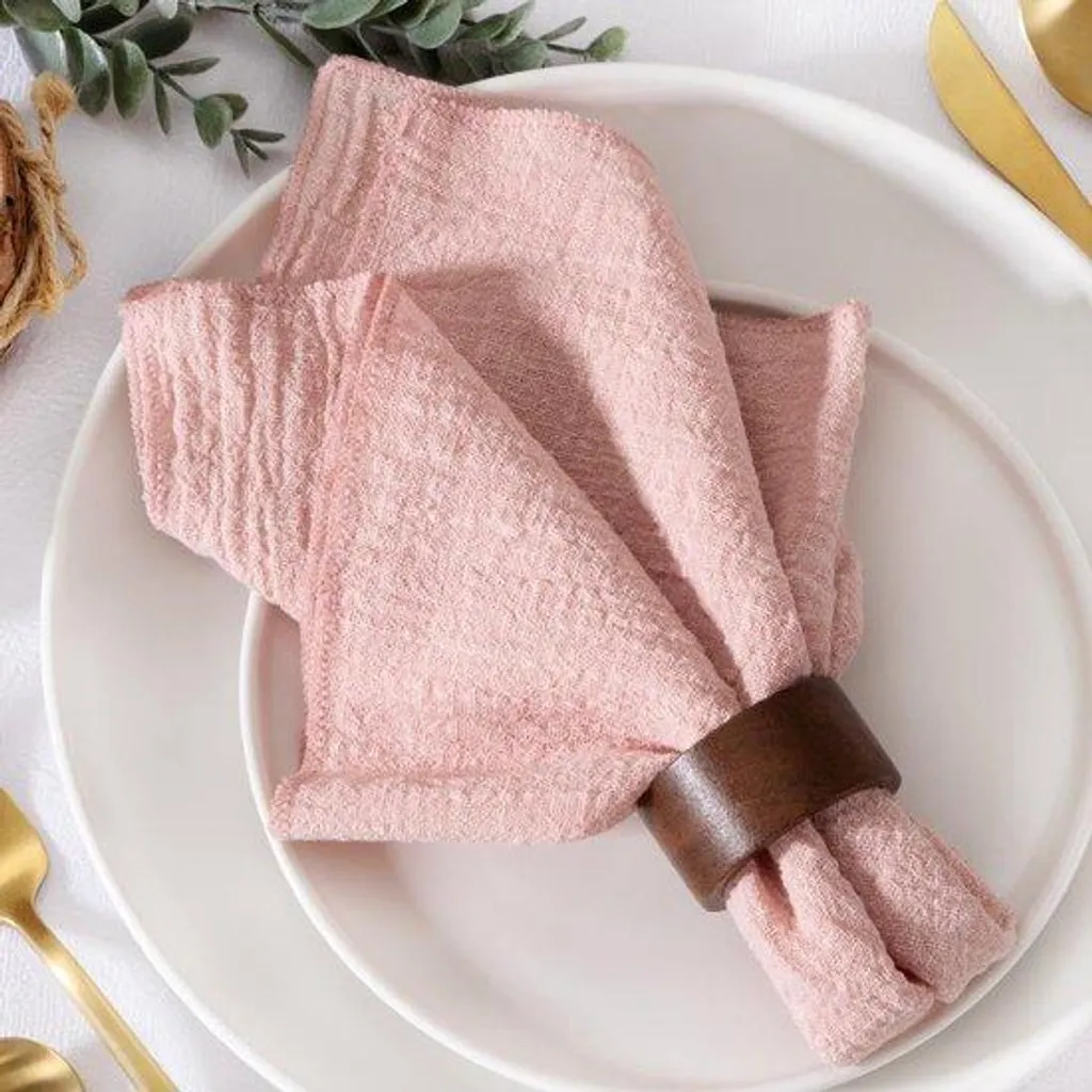 Serviette en coton pour invités lot de 12 carrés couleur pêche