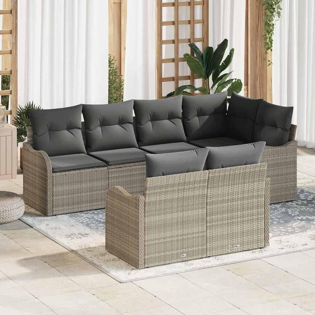 Maison Exclusive - Garten-Sofa-Set mit Speicher 7 pcs Hellgrau Poly Rattan