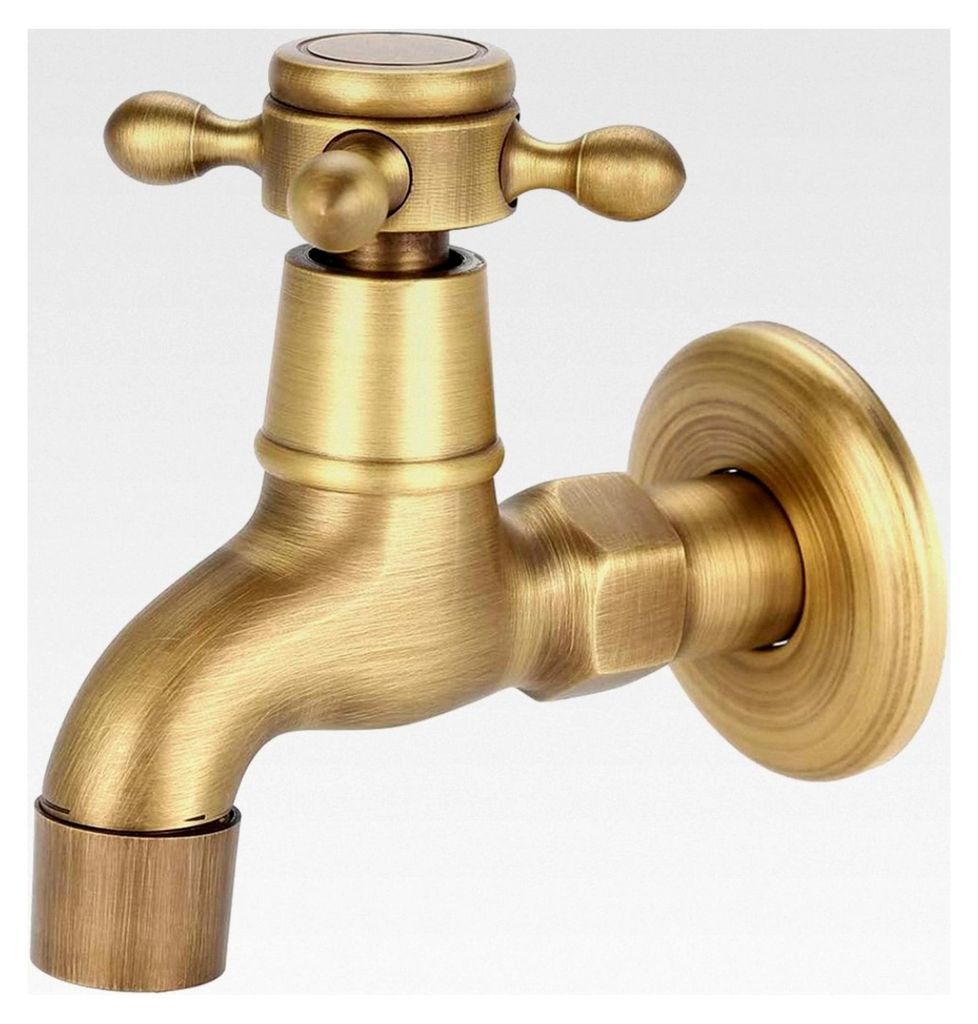 Vintage Massivmessing Wasserhahn mit Dichtung, G1/2 Einhebel-Kaltwasserhahn für Wandmontage