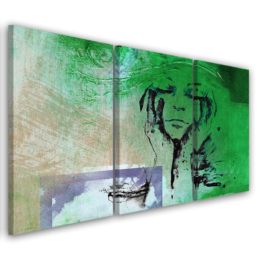 Triptychon auf leinwand grün sonstige 120x80 cm Feeby grün wandbild bereit zum aufhängen
