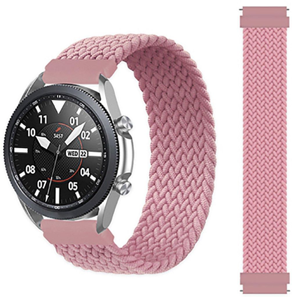 Stravo 20 mm Nylon Solo Loop Armband Rosa Gr. S/M – kompatibel mit Samsung Galaxy Watch 7/6/5/4/3/Active2, Polar Ignite, Garmin Vivoactive