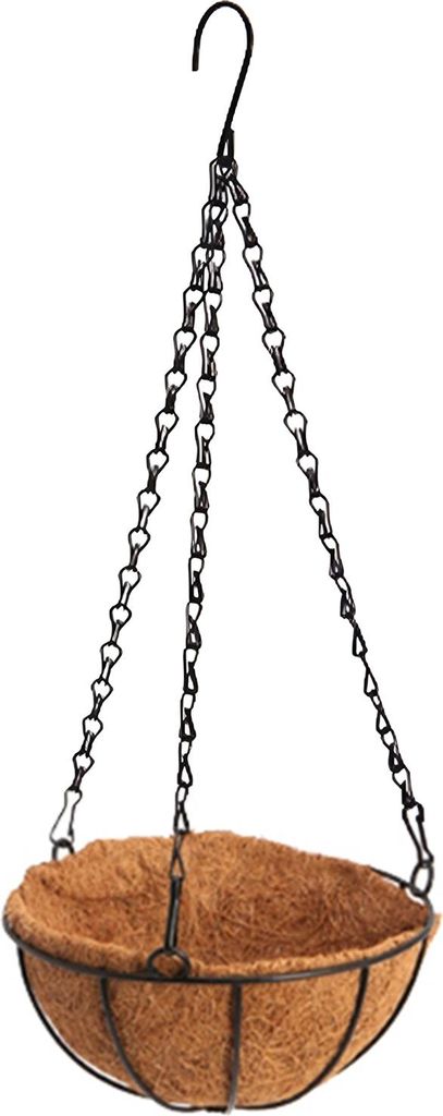 Blumenkorb aus Metall, rund, mit Kette, Hängekorb, Eisenkunst, Hängekorb, Kokosnuss-Pad, Pflanzständer, Balkon, Innenhof-Dekor