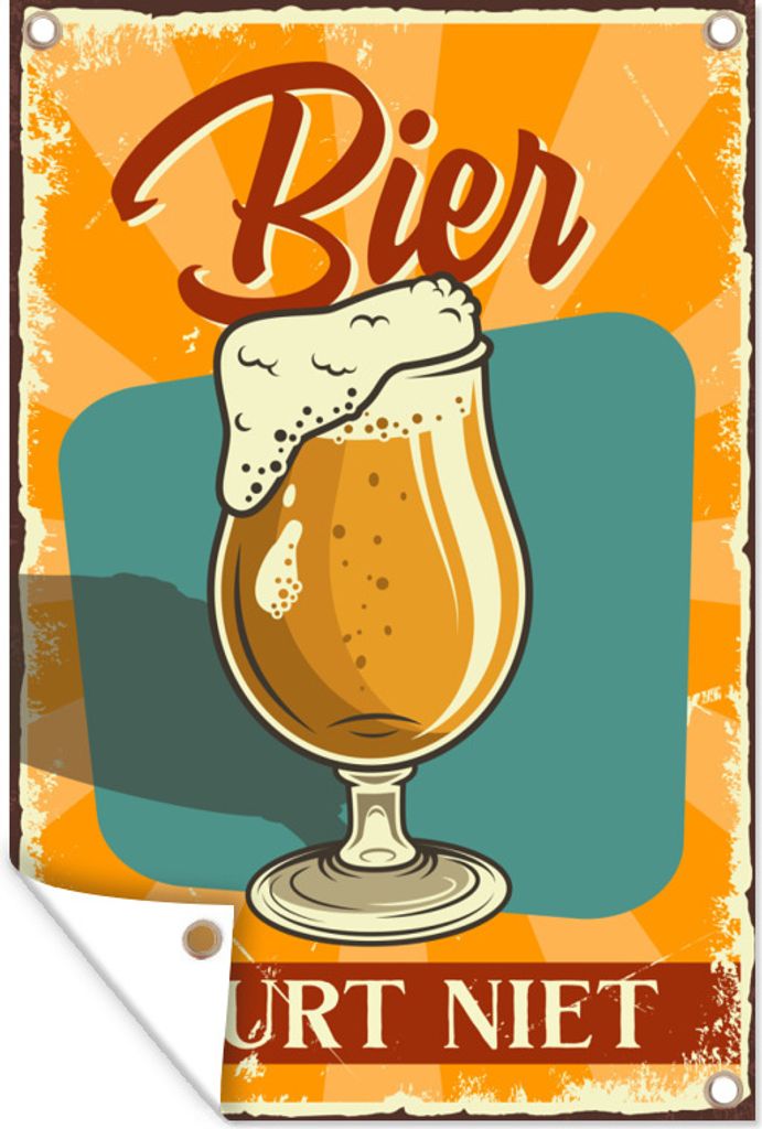 MuchoWow 60x90 cm Outdoor-Poster Gartendeko Sichtschutz Garten Poster für den Garten Mancave - Bier - Bier nörgelt nicht - Kneipe - Cafe