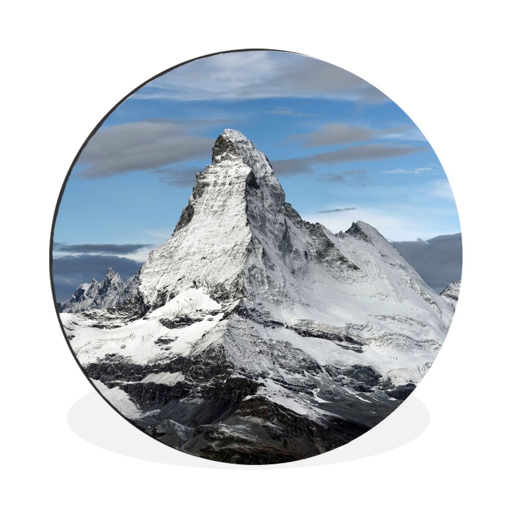 MuchoWow Aluminium Wandkreis Wolken über dem Matterhorn in der Schweiz Ø 60 cm Wanddeko Modern Wohnzimmer - Wand Kreis - Wandbild - Schlafzimme...
