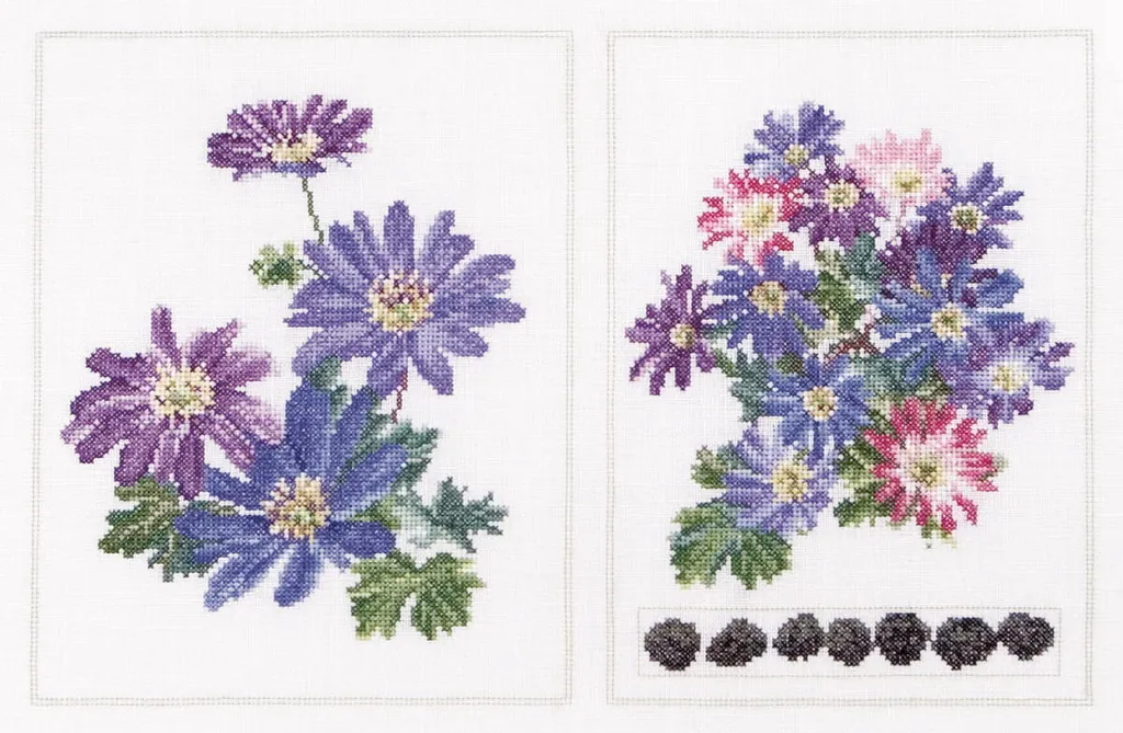 Broderie point de croix Anemone Panel sur toile Evenweave 34x22cm Thea G