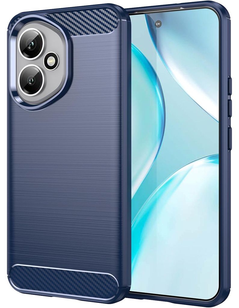 Hülle für Honor 400, Carbon-Faser TPU Silikon Stoßfest Schutzhülle Blau