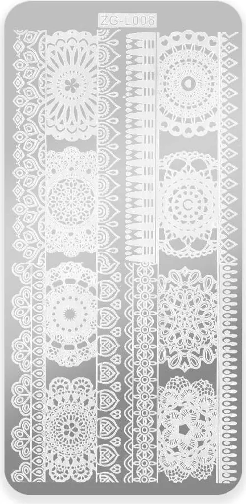 Plaque à tamponner ZG-L006 pour Nail Art avec motifs géométriques fins