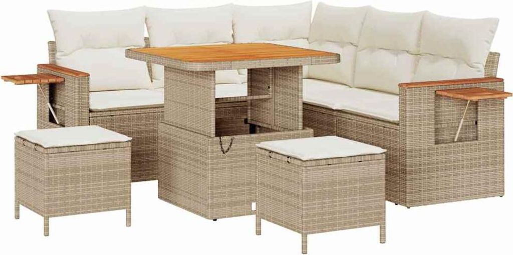 Best Möbel Garten-Sofa-Set mit Kissen - 8 pcs - Beige und Creme - Gartensofas A3363171