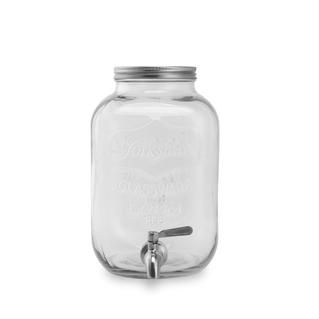 ECHTWERK Retro Getränkespender 5L, Glas, Robuster Limonadenspender mit luftdichtem Zapfhahn und Metalldeckel