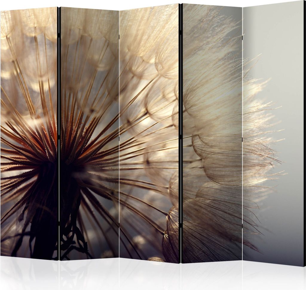5-teiliger Doppelseitiger Vlies Paravent - Dandelion Kiss II 225x172 cm Blumen b-B-0137-z-c