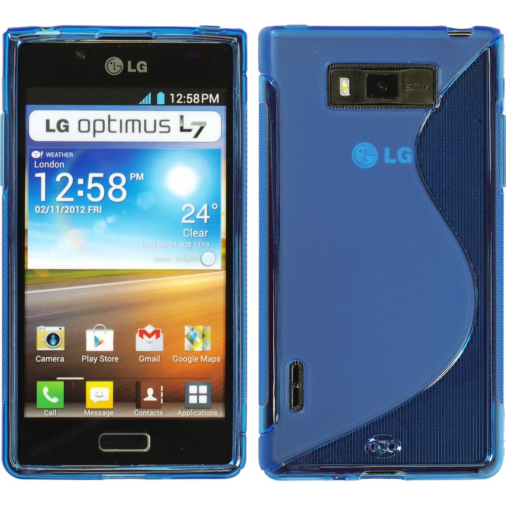PhoneNatic Case kompatibel mit LG Optimus L7 - blau Silikon Hülle S-Style + 2 Schutzfolien