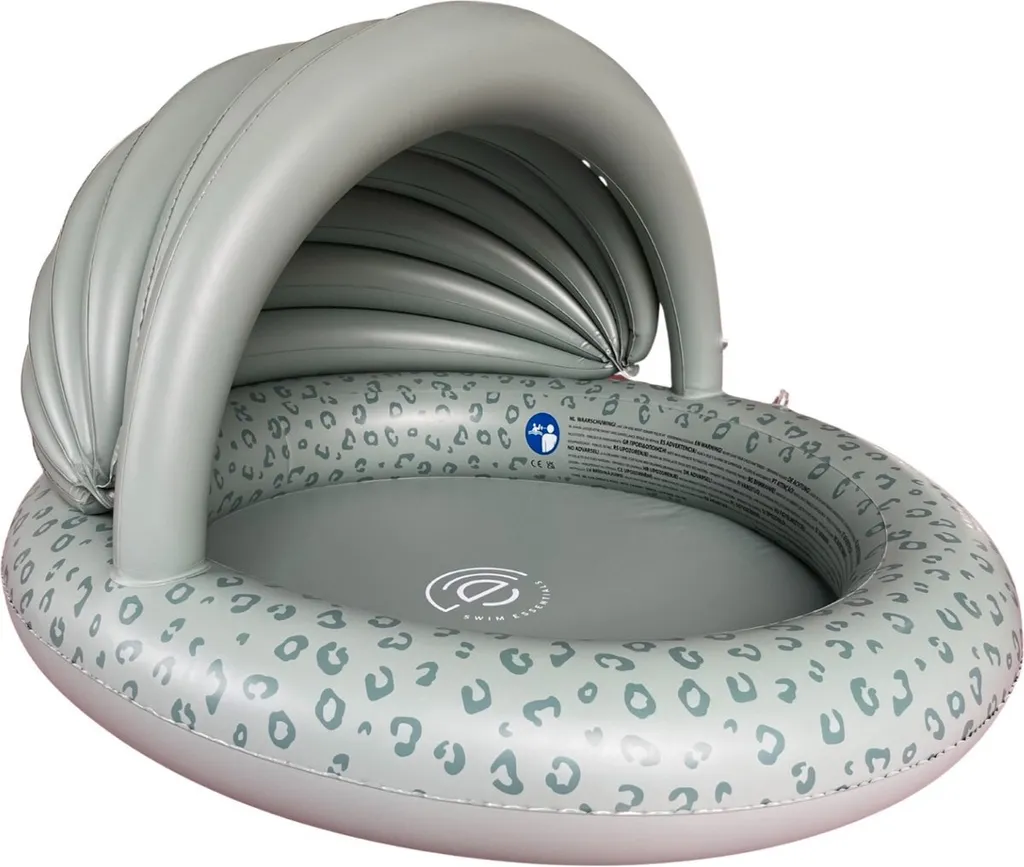 Piscine Enfant Ombragée 100 cm Vert Léopard pour Jouer au Frais l'Été