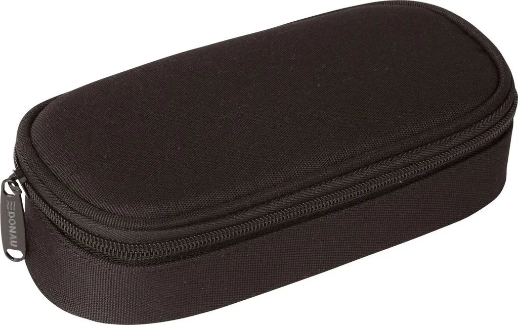 Petite trousse scolaire ovale noire DONAU pour rangement de bureau