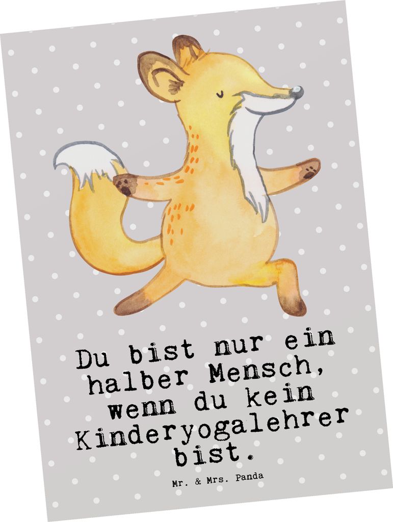 Mr. & Mrs. Panda Postkarte Kinderyogalehrer Herz - Grau Produktbild 