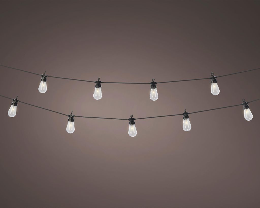 LED Lichterkette mit 20 Glühbirnen Outdoor 9,5m Trafo Klassisch Warm