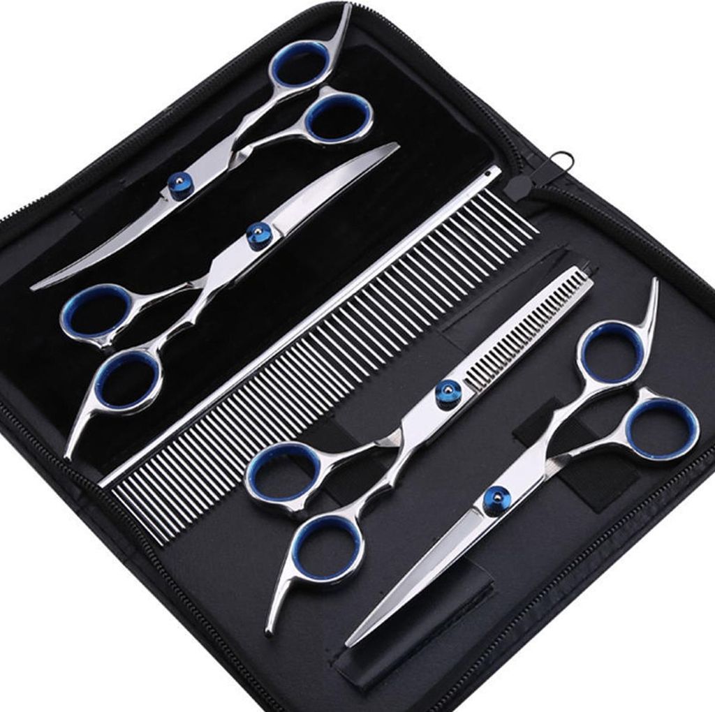Professionelles Hundefriseur-Set mit Scheren, gebogener Produktbild 