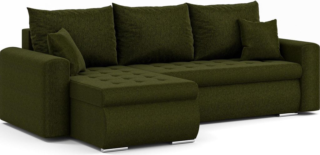 Ecksofa Luis L - Eckcouch L-Form, Sofa Couch, mit Schlaffunktion, Bettkasten, Kissen und Steppung, Polstermöbel, LINKS, Neve 39