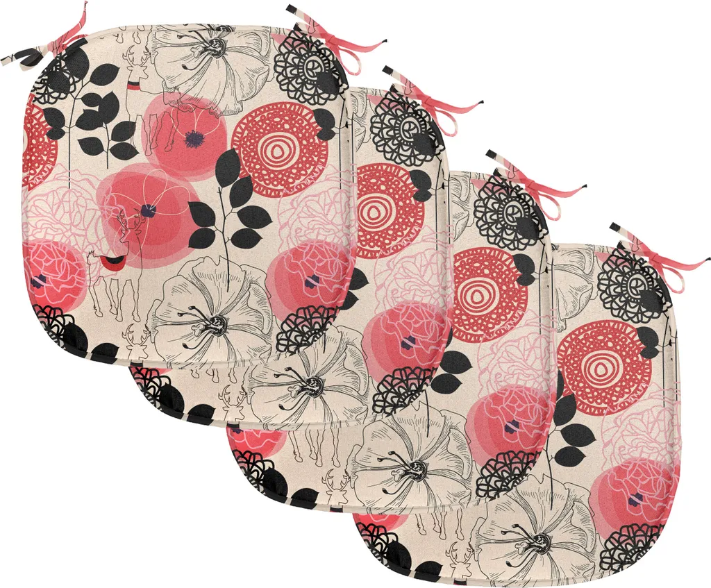 Coussins de chaise imperméables avec sangles d'attache lot de 4 rose noir