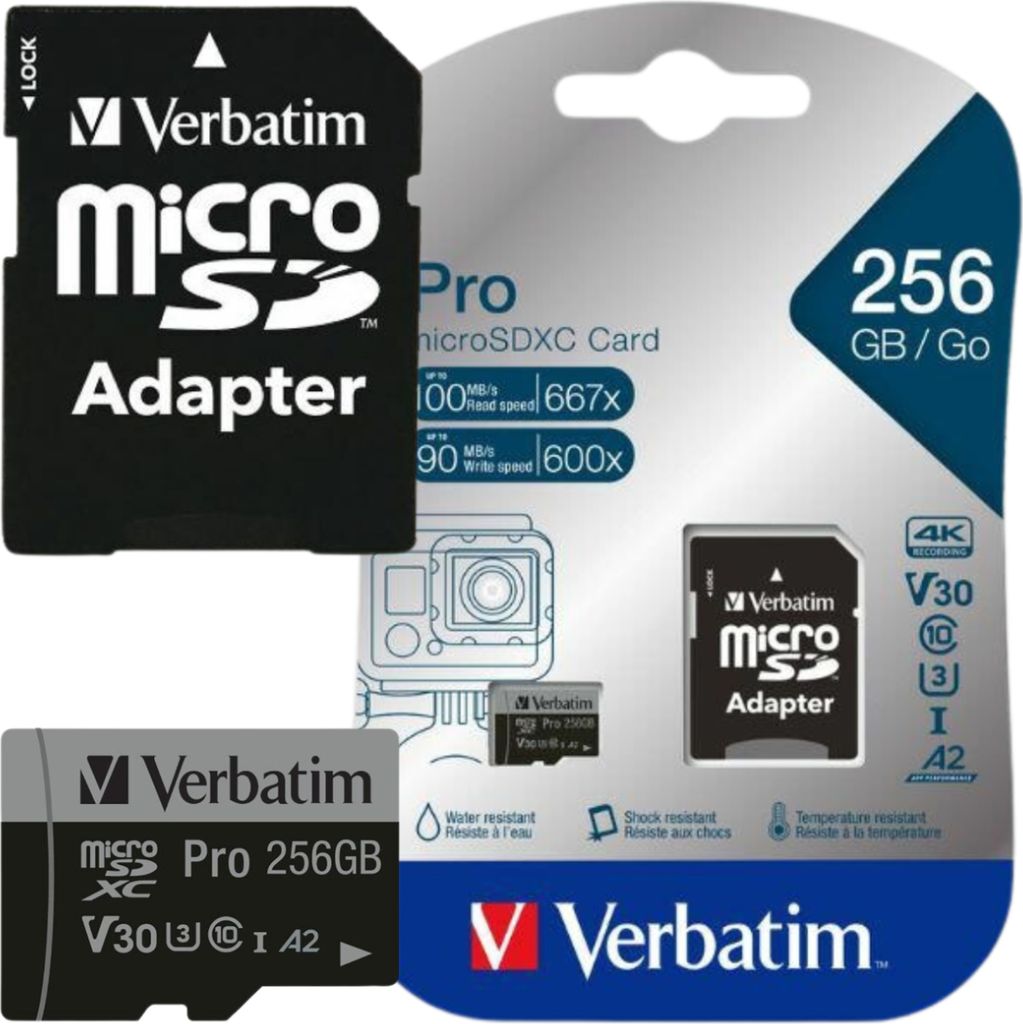 Verbatim 47045, 256 GB, MicroSDXC, Klasa 10, UHS-I, 100 Zdjęcie produktu 