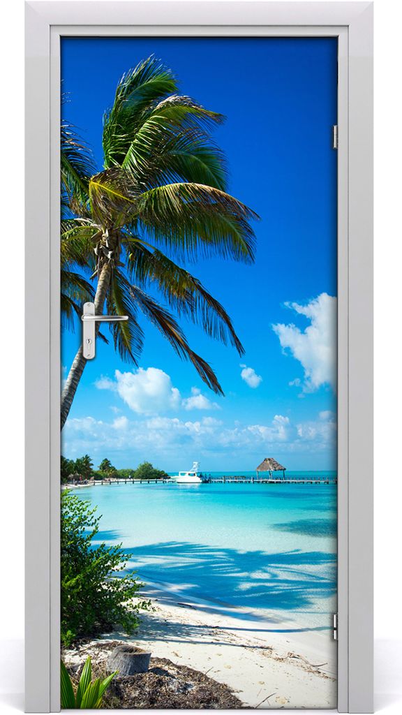 Tulup Türaufkleber 85x205 cm Dekorative Aufkleber Selbstklebend Wasserdichte Tapete Abnehmbar Schlafzimmer Wohnzimmer Wohnkultur - tropischer Strand