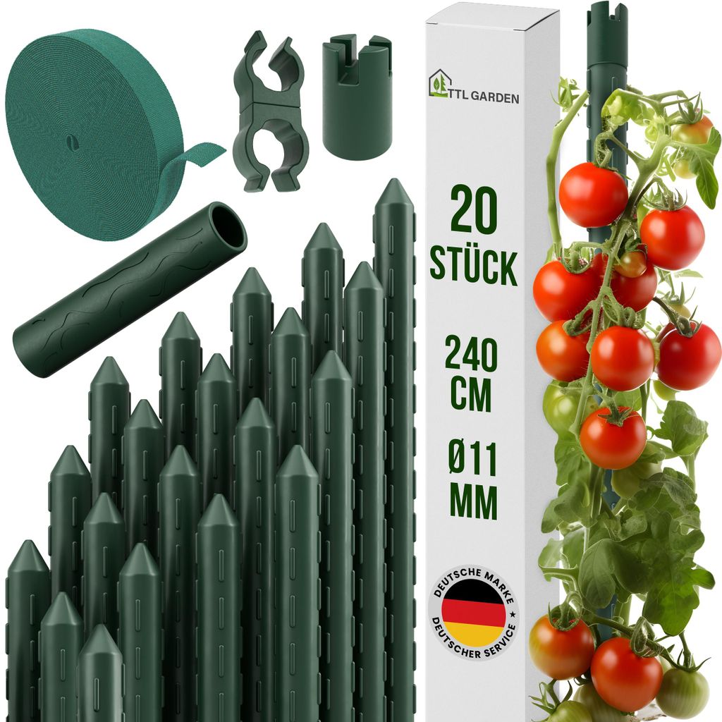 TTL GARDEN Rankstäbe 20er Set 240cm 11mm Pflanzenstütze + Produktbild 