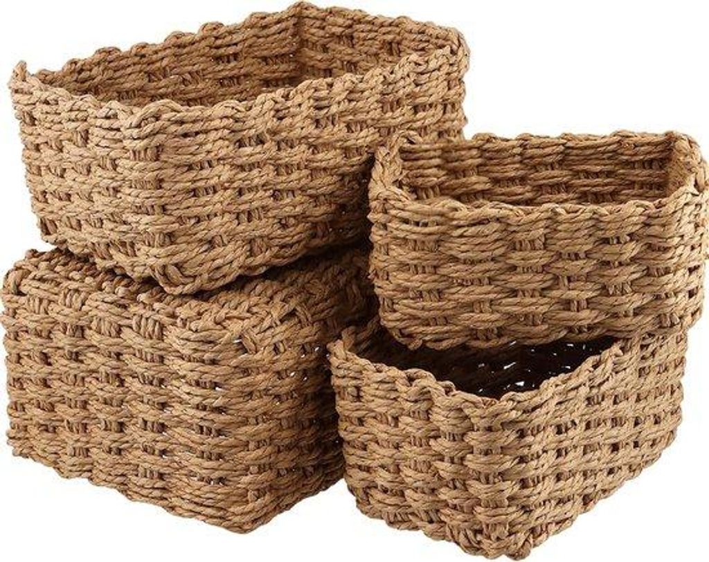 Famanu Aufbewahrungskörbe Set - 4 kleine Rieten Organizer für Home Office und Arbeitsbereich