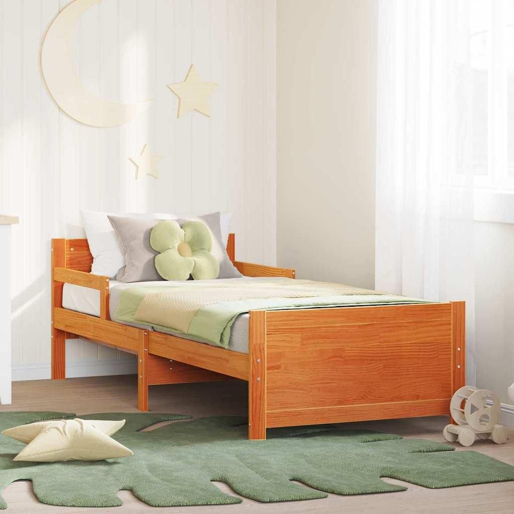 Maison Exclusive - Bettrahmen mit Kopfteil Wachsbraun 80 x 200 cm Holzwerkstoff