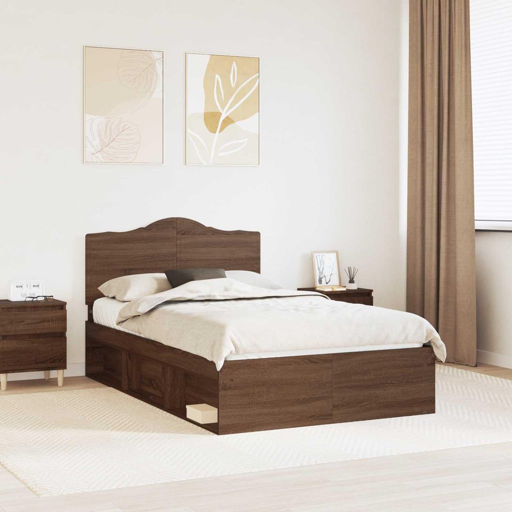 Maison Exclusive - Bettrahmen Braun Eichen-Optik 120 x 200 cm Massives Kiefernholz
