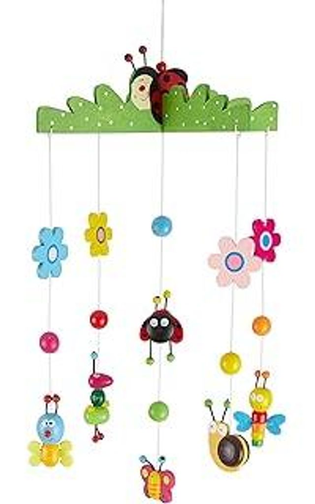 Bieco 3D Baby Mobile Ø ca. 26 cm | Edition Käferchen aus Holz | Mobile Baby Mädchen/Mobile Baby Junge