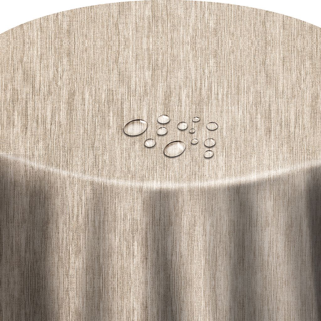 DecoHomeTextil Wachstuch Wachstischdecke Tischdecke Gartentischdecke gefaltet Leinen Prägung Beige Sand 130 cm x 220 cm Oval