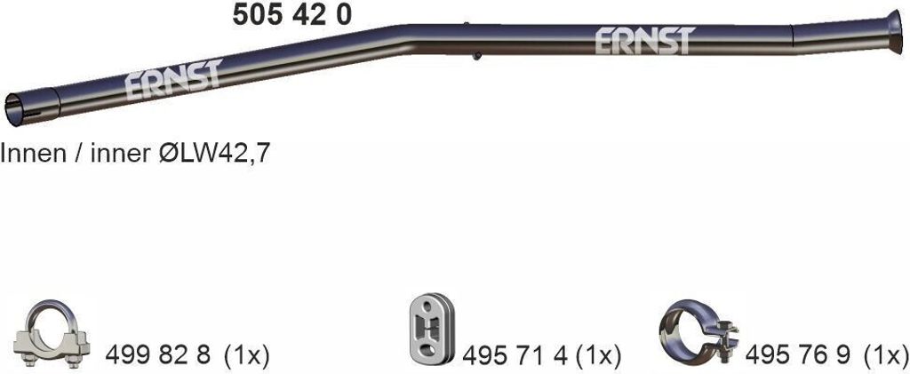 ERNST Abgasrohr Auspuffrohr passend für PEUGEOT 206 Schrägheck (2A/C) 505420