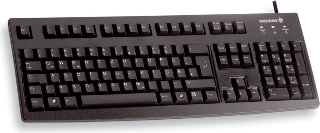 CHERRY Tastatur G83-6105 Schwarz - kabelgebunden, USB abriebfeste Beschriftung, recyclingfähig, NTK-Technologie