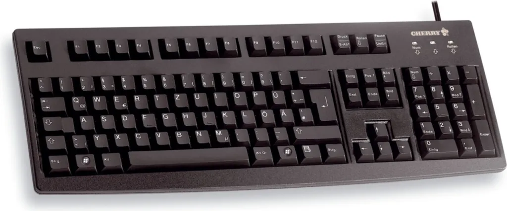 Clavier noir CHERRY TAS G83-6105 ultra-résistant et silencieux - Layout DE
