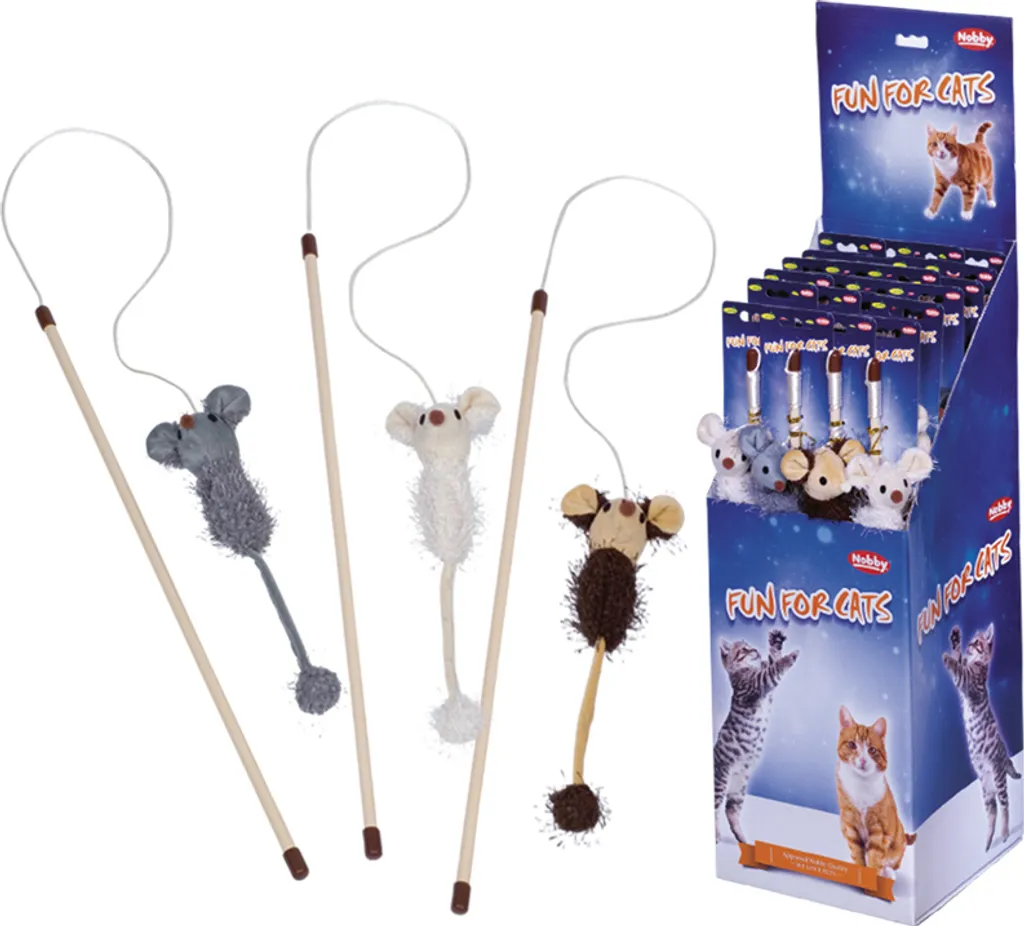 Nobby Jouet Chat Souris Peluche Hochet Catnip 45cm 24 Pcs Assortis