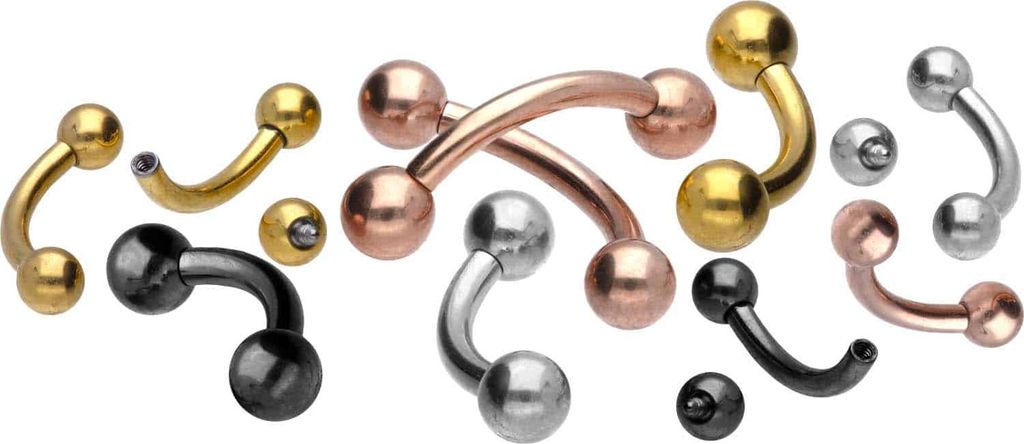 Bauchnabel-Piercing, Rook Piercing Titan Banane mit Innengewinde Silber Stablänge: 8mm | Stabstärke: 1,2mm