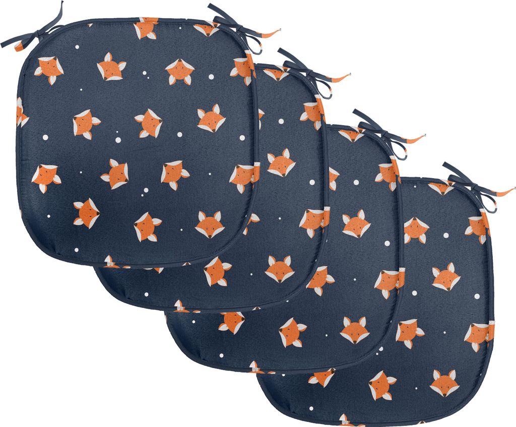 ABAKUHAUS Fuchs Polster für Esszimmerstühle, Kleine orange Wald Säugetier, Dekoratives wasserfestes Kissen mit Riemen für Küchensitze, 40 cm x...