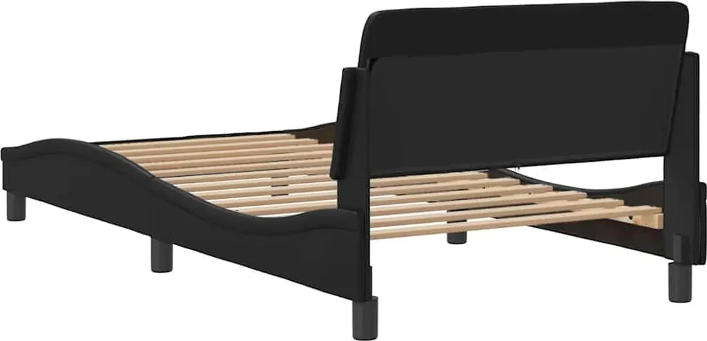 Lit Simple 100x203 cm Dover Noir - Structure de Lit en Simili Cuir