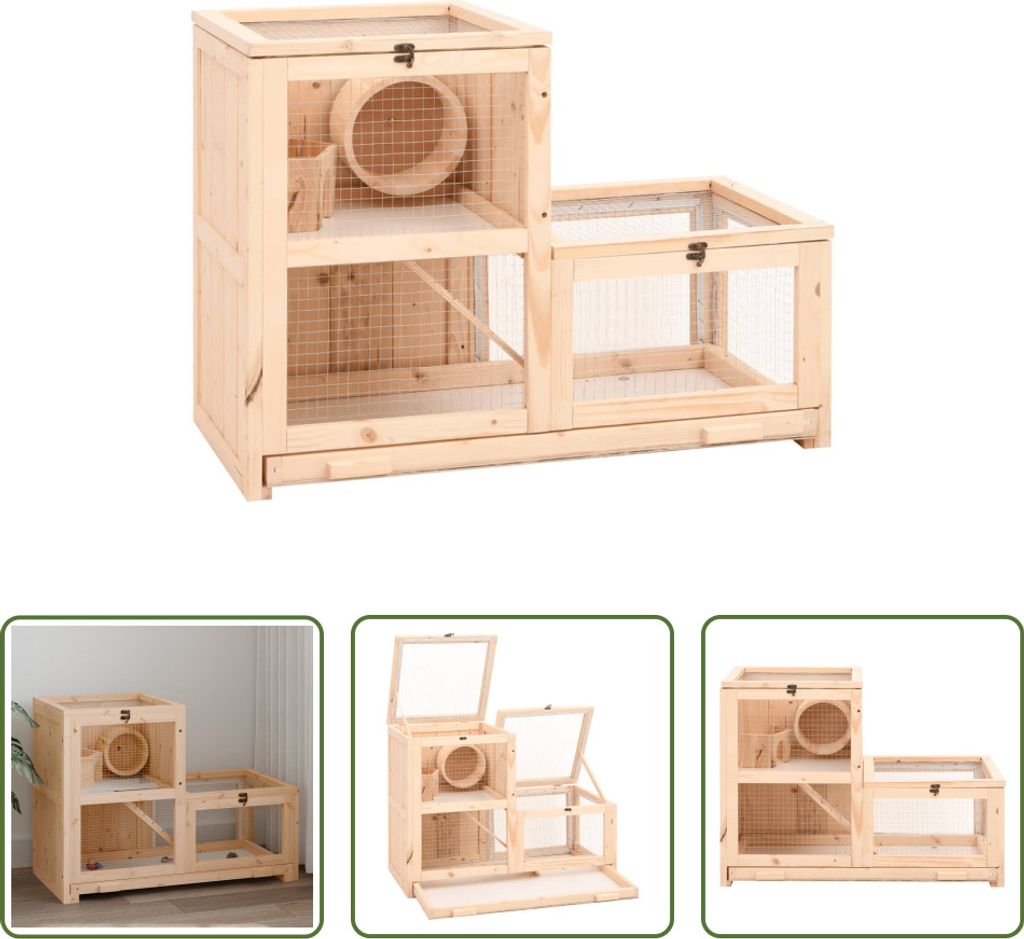 The Living Store Hamsterkäfig 81x40x60 cm Massivholz Tanne Produktbild 