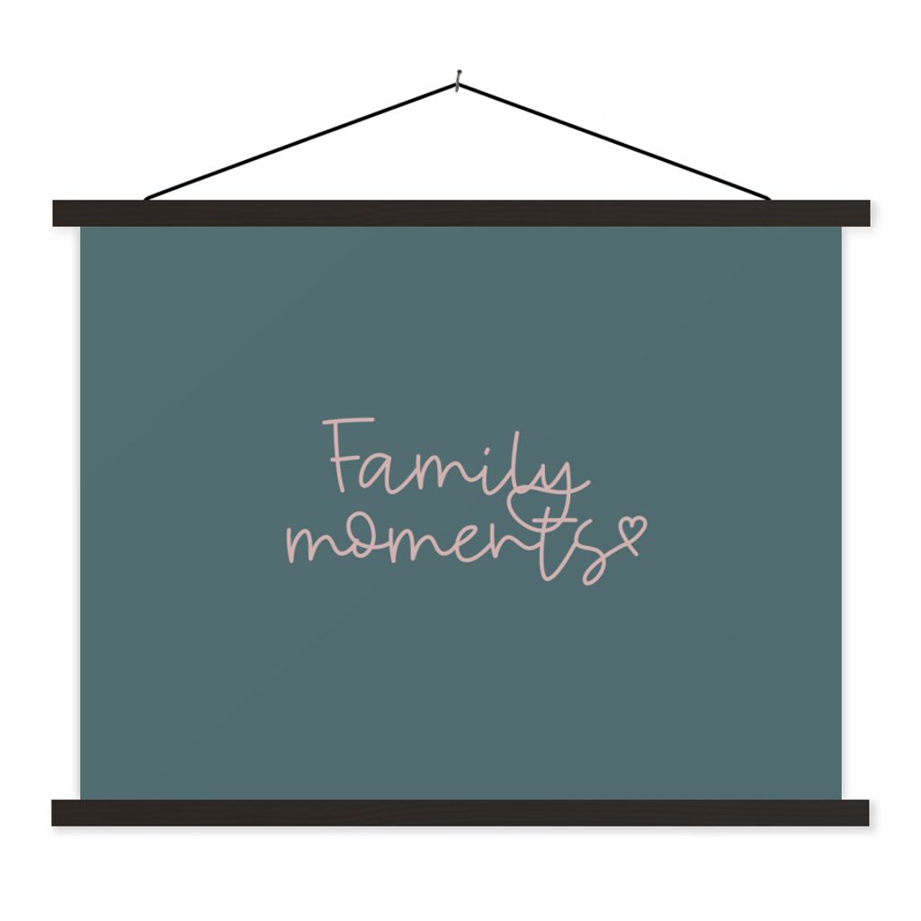 MuchoWow Textilposter Zitate - Familienmomente - Sprichwörter 60x45 cm mit schwarzem Rahmen - Poster Schlafzimmer