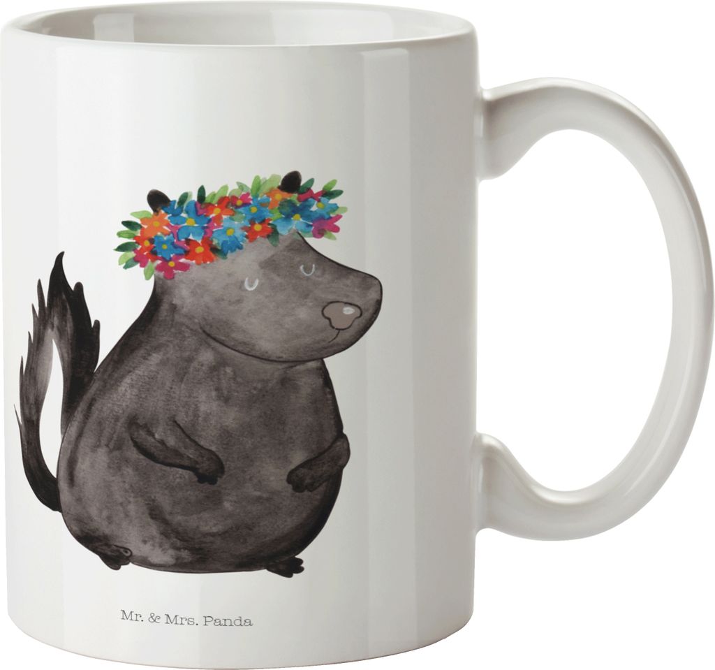 Mr. & Mrs. Panda Plastikbecher Stinktier Mädchen - Weiß - Geschenk, Raubtier, Wildtier, Haferl, Skunk, Trinklernbecher, Pott, Kindertasse, Kinder...