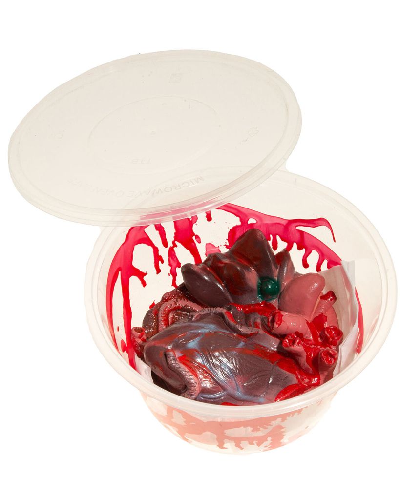 "Blutiges Gedärm in Schale mit Deckel" 18 x 8,5 cm Latex | Rot Halloween Dekoration Größe: #NV