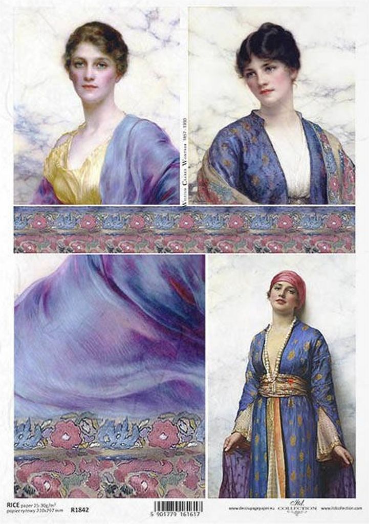 ITD Reispapier Decoupage Bastelpapier Softpapier Serviettentechnik, Frauen in orientalischer Kleidung, Porträts, 1842
