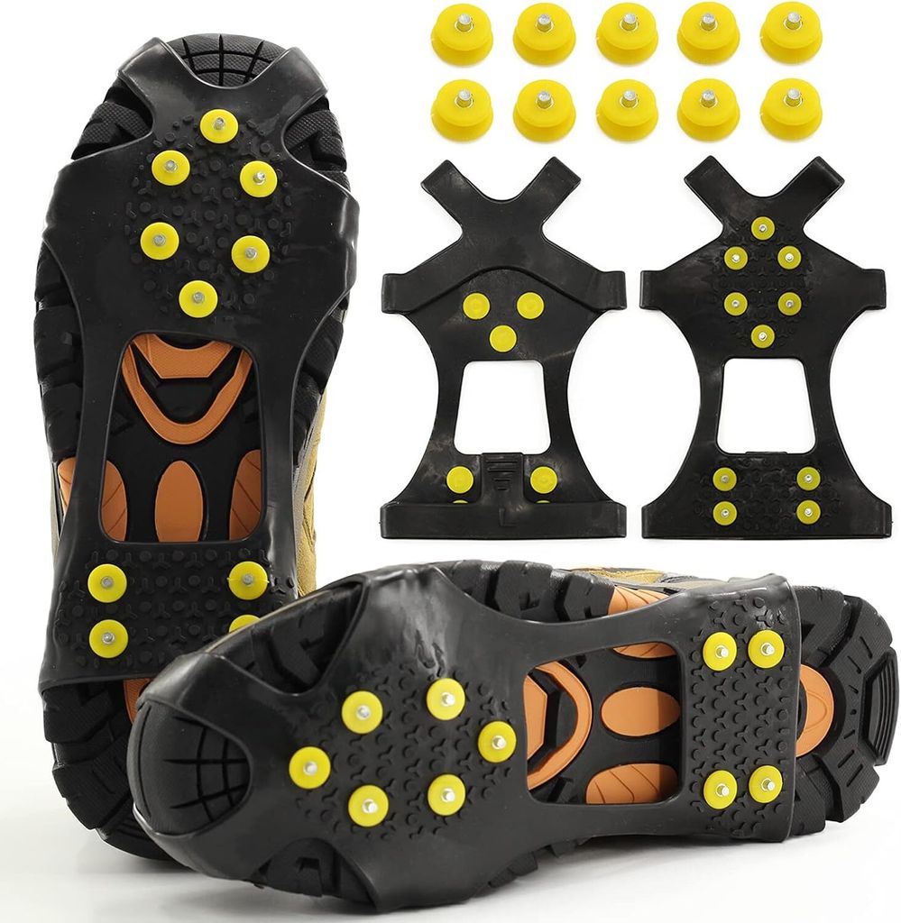 Steigeisen für Chaussures, 10 Dents Crampons Antidérapants, Crampons pour Chaussures de Randonnée, pour Sports d'hiver and Alpinisme, La Chasse ...