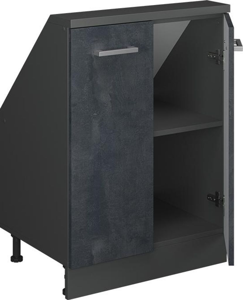 Dachschrägenschrank Vicco Rion Schwarz Beton mit 2 Türen, Model 56111