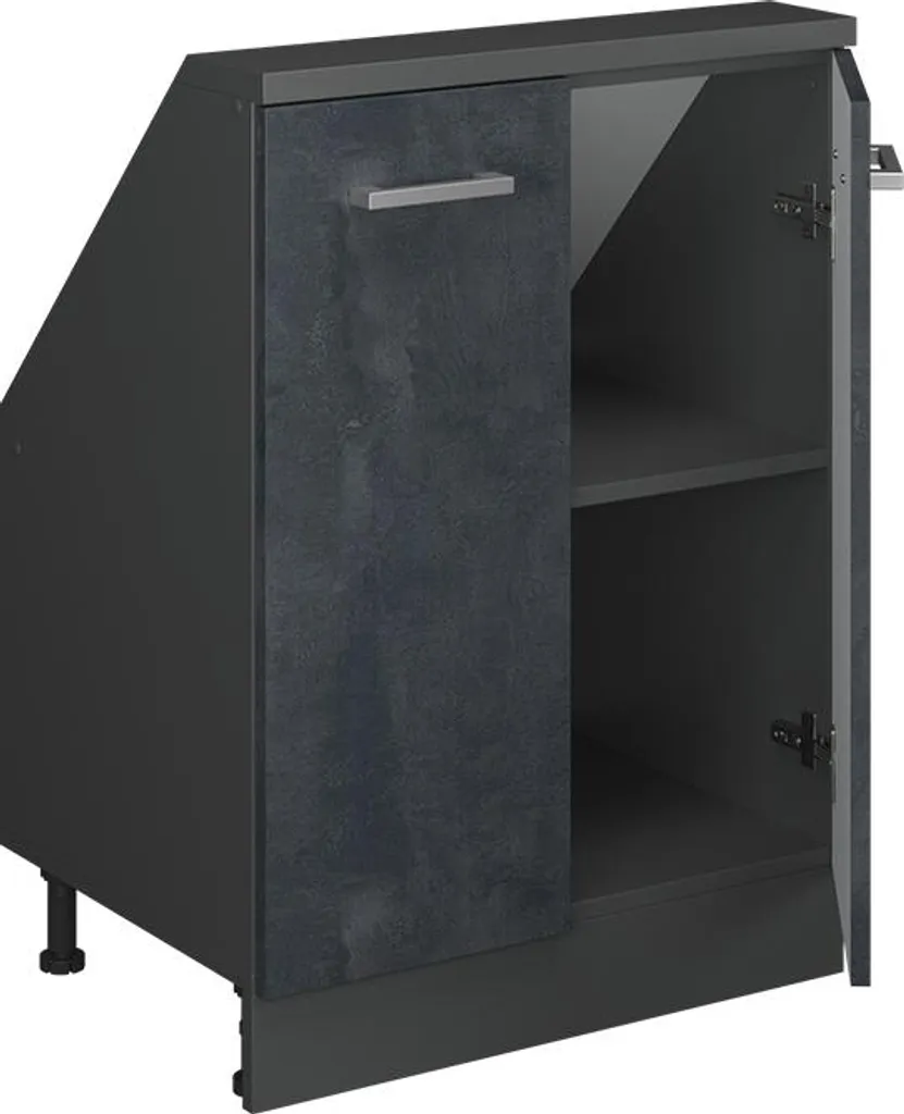 Vicco Mobile cucina sottotetto R-Line, 60 cm con 2 porte, Calcestruzzo nero/antracite