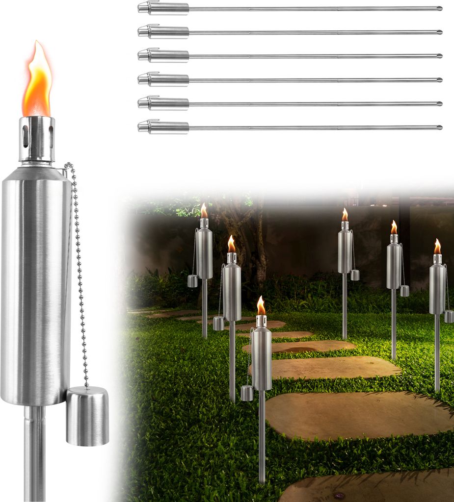 LARS360 12er Gartenfackeln für Draußen  aus Edelstahl Hoch Produktbild 