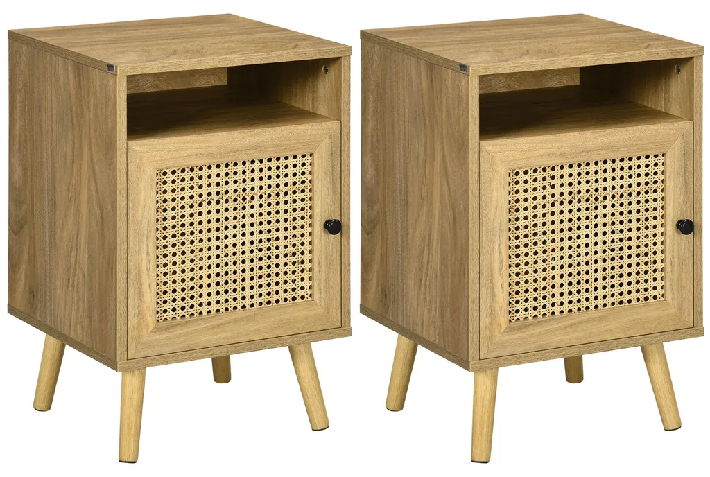Table de chevet bois et cannage 60 cm pour organiser votre chambre